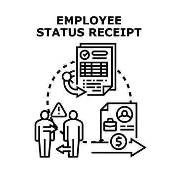 Employee status receipt document processing payment concept Stock Illustration