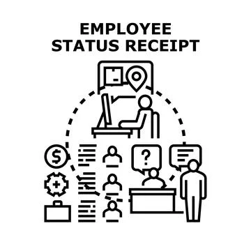 Employee status receipt document registering work information Stock Illustration