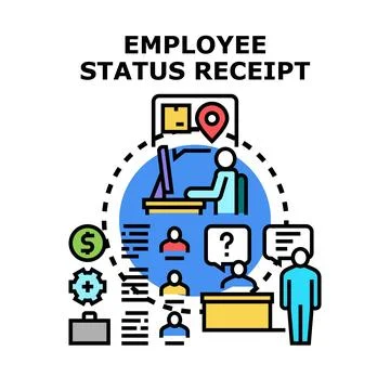 Employee status receipt document registering work information Stock Illustration