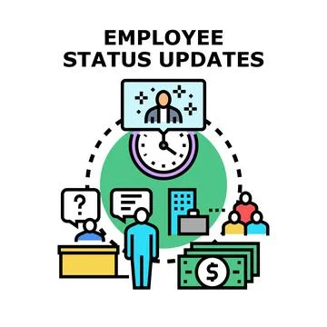 Employee status updates vector concept illustration icon Stock Illustration