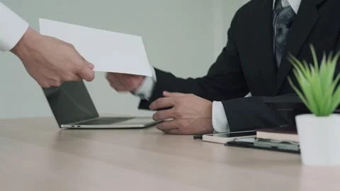Employee submit a letter of resignation to manager but was rejected by the ma 스톡 동영상 164388765