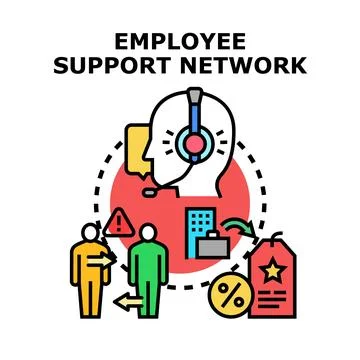 Employee support network offering assistance and solutions Stock Illustration