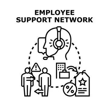 Employee support network offering assistance and solutions Stock Illustration