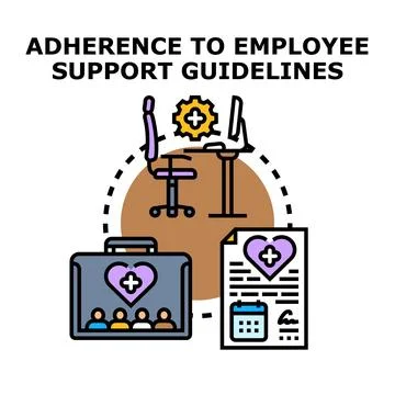 Employee support service adherence guidelines concept illustration Stock Illustration