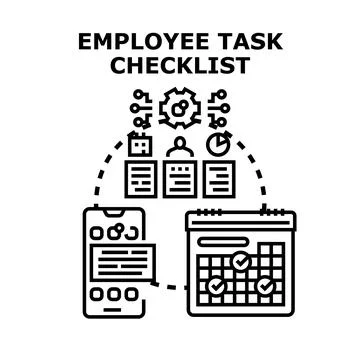 Employee task checklist digital app concept Stock Illustration