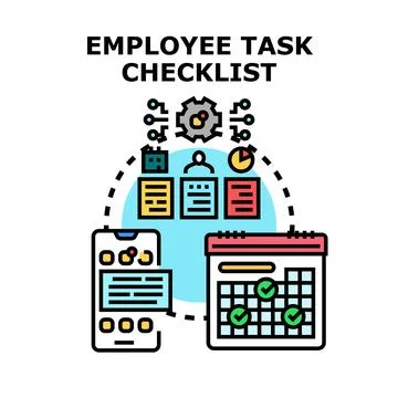 Employee task checklist digital app concept Stock Illustration