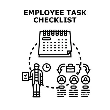 Employee task checklist management and work distribution Stock Illustration