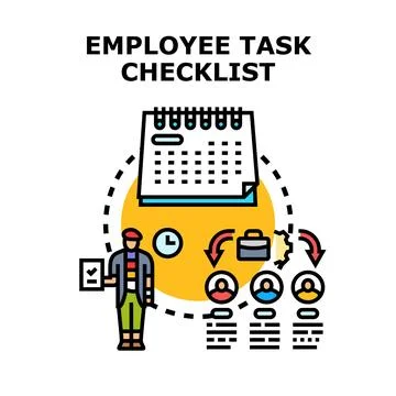 Employee task checklist management and work distribution Stock Illustration