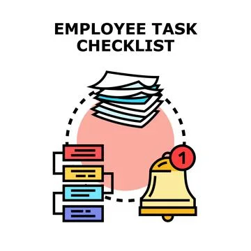 Employee task checklist with notification and documents Stock Illustration