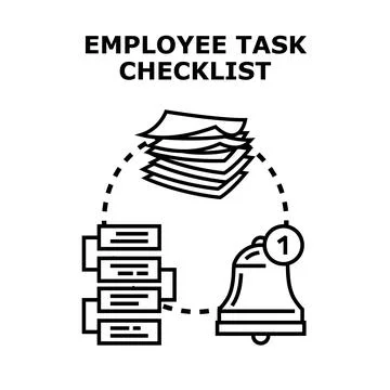Employee task checklist with notification and documents Stock Illustration