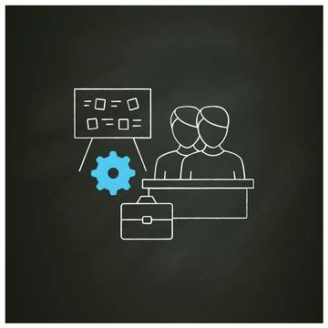 Employee task management chalk icon Stock Illustration