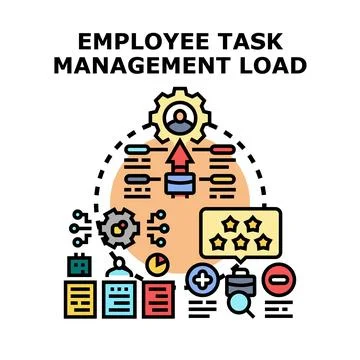 Employee task management load concept flat illustration Stock Illustration