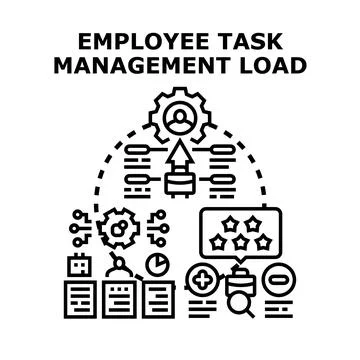 Employee task management load concept flat illustration Stock Illustration