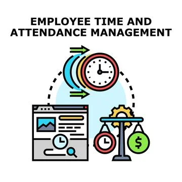 Employee time attendance management system concept Stock Illustration