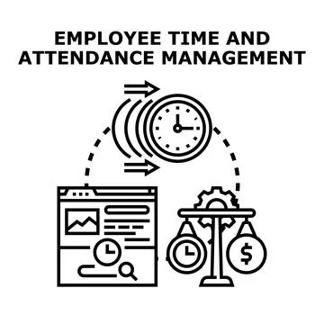 Employee time attendance management system concept Stock Illustration