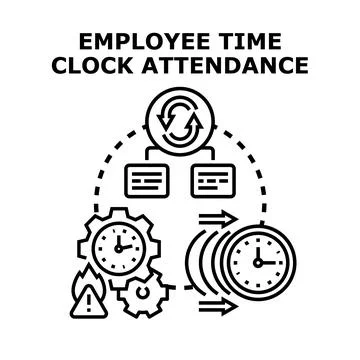 Employee time clock attendance tracking system concept Stock Illustration