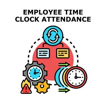 Employee time clock attendance tracking system concept Stock Illustration