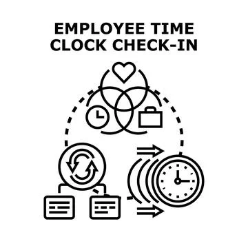 Employee time clock check in concept vector illustration Stock Illustration