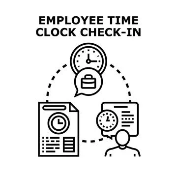Employee time clock check in concept illustration Stock Illustration