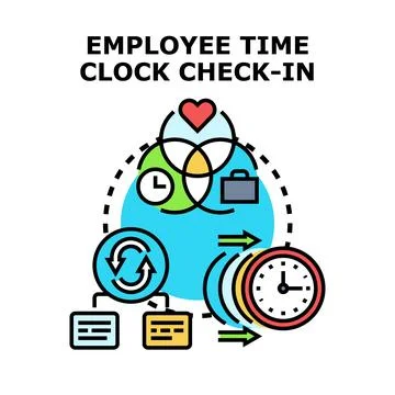 Employee time clock check in concept vector illustration Stock Illustration
