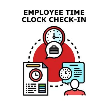 Employee time clock check in concept illustration Stock Illustration