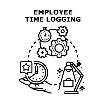 Employee time logging at office work concept Stock Illustration