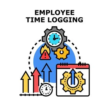 Employee time logging system tracking productivity concept 库存插图