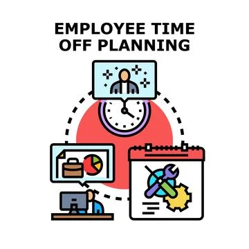 Employee time off planning system concept managing absence Illustrazione stock