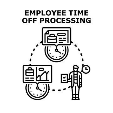 Employee time off processing managing work leave Stock Illustration
