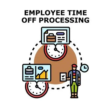 Employee time off processing managing work leave Stock Illustration