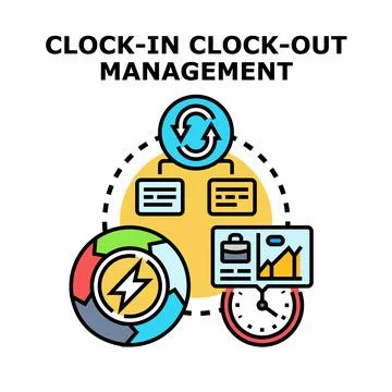 Employee time tracking attendance system management vector Stock Illustration