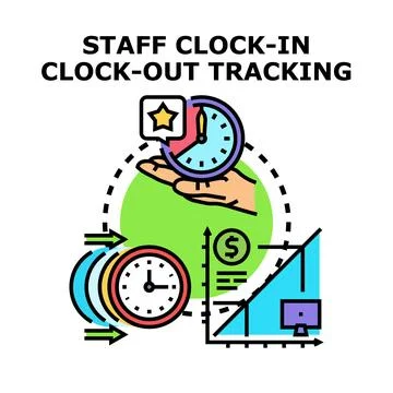 Employee time tracking clock in clock out system Stock-Illustration