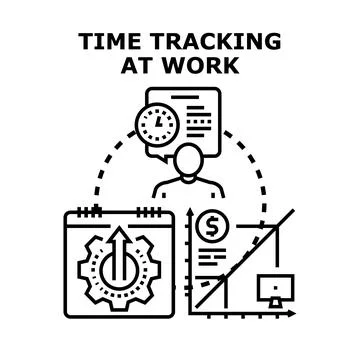 Employee time tracking enhancing work productivity and financial management Stock Illustration