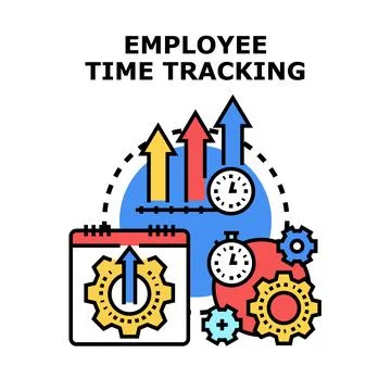 Employee time tracking managing work productivity concept Stock Illustration