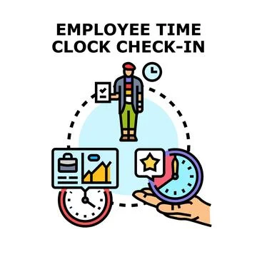 Employee time tracking managing work productivity concept Stock Illustration