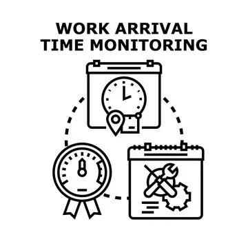 Employee tracking and working time monitoring concept Stock Illustration