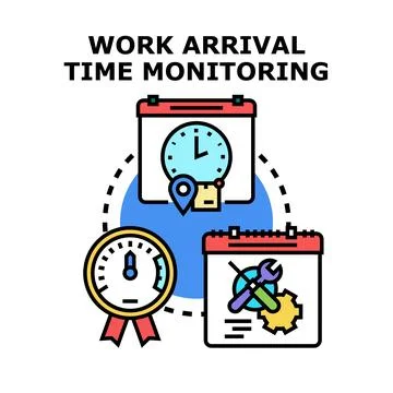 Employee tracking and working time monitoring concept Stock Illustration