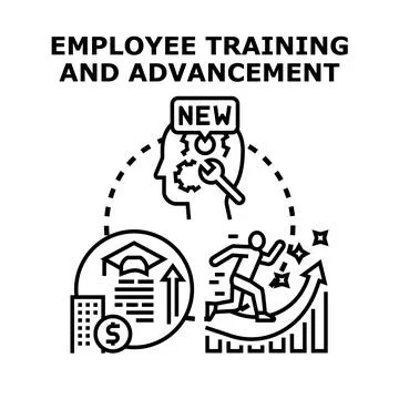 Employee training advancement development upskilling career growth Stock Illustration