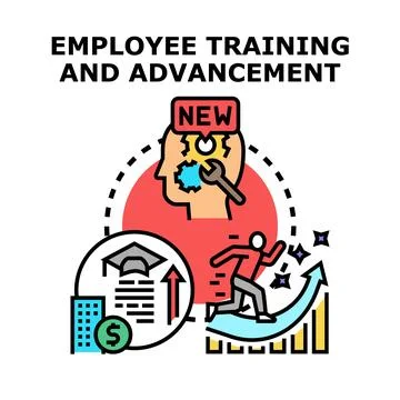 Employee training advancement development upskilling career growth Stock Illustration