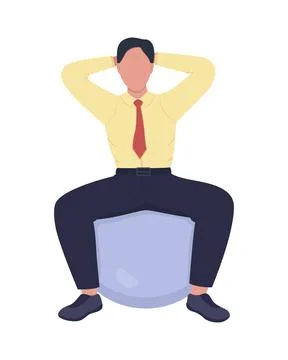 Employee training with exercise ball semi flat color vector character Illustrazione stock