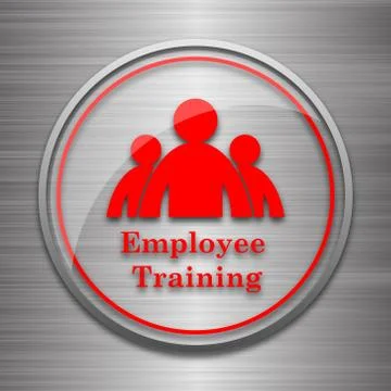 Employee training icon. Internet button on metallic background.. Stock Illustration