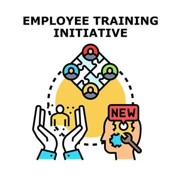Employee training initiative developing new skills and team collaboration Stock Illustration