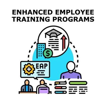 Employee training programs increasing professional development and skills Stock Illustration