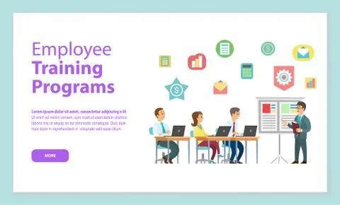 Employee Training Programs Website Workteam Vector Illustrazione stock