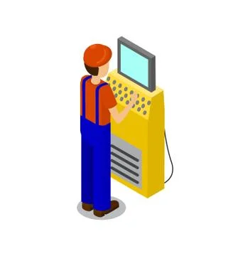 Employee Typing Data on Screen Vector Illustration Stock Illustration
