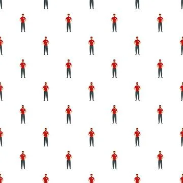 Employee in uniform with nametag seamless pattern Stock Illustration