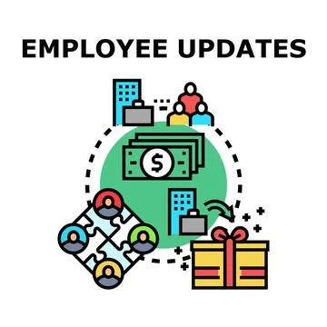 Employee updates concept visualizing work benefits and team integration Stock Illustration