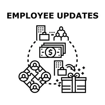 Employee updates concept visualizing work benefits and team integration Stock Illustration