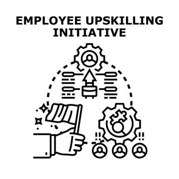 Employee upskilling initiative developing professional career growth Illustrazione stock