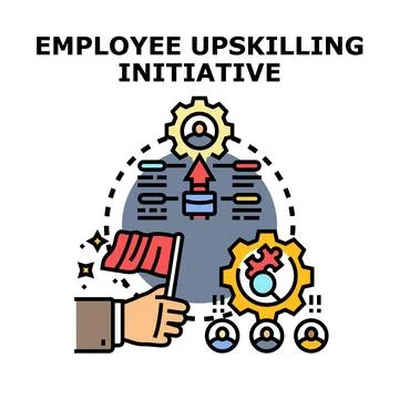 Employee upskilling initiative developing professional career growth Stock Illustration